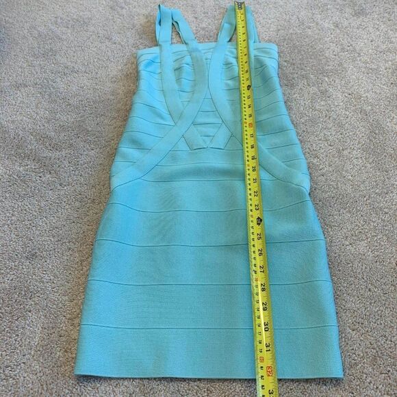 Bebe Ice Blue Bandage mini bodycon Dress Sz XS - Picture 9 of 10